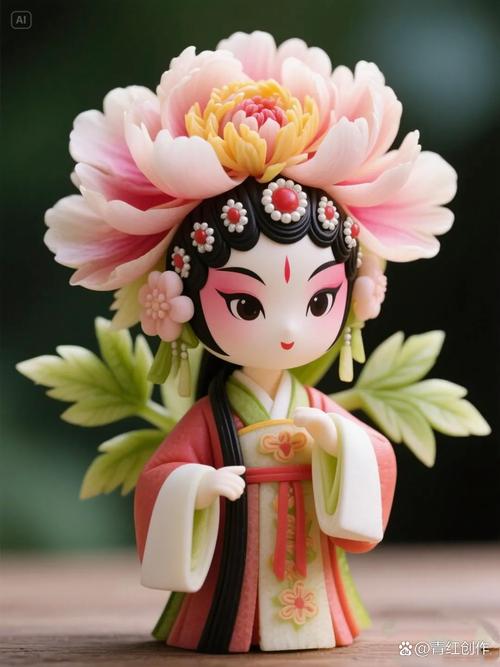 戲曲旦角牡丹花造型手辦,又美又有趣,愛了愛了#文藝創作#
